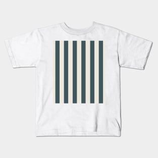 Beige and Teal Thick Striped Pattern Kids T-Shirt